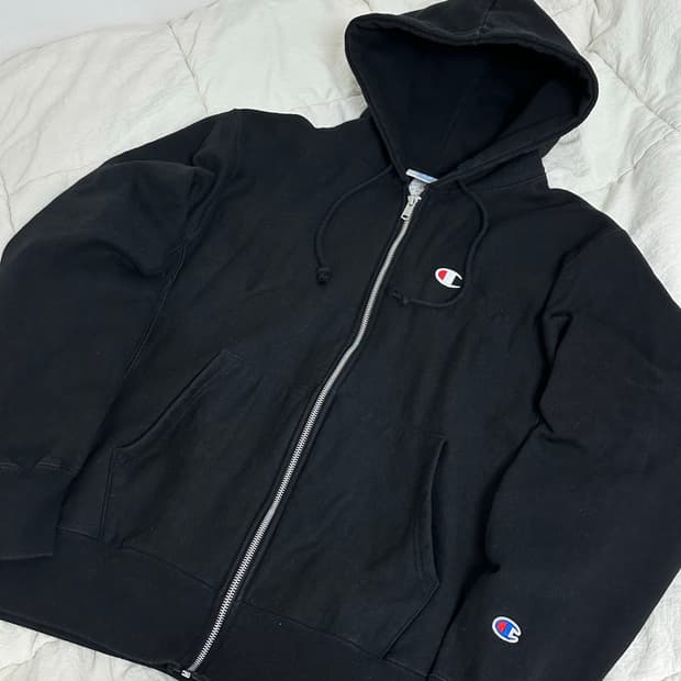 챔피온 리버스위브 후드집업 블랙 라지