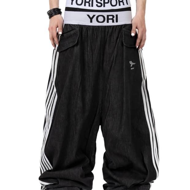 YORI SPORTS 5 Stripe Elastic Denim