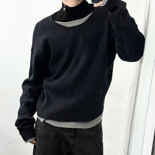 르아브 더블 레이어드 콘트라스트 니트