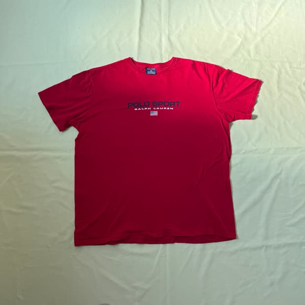 폴로 스포츠 성조기 로고 티셔츠 90s