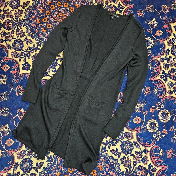 랄프로렌 블랙라벨 Silk 100% 베이직 가디건 자켓 S size