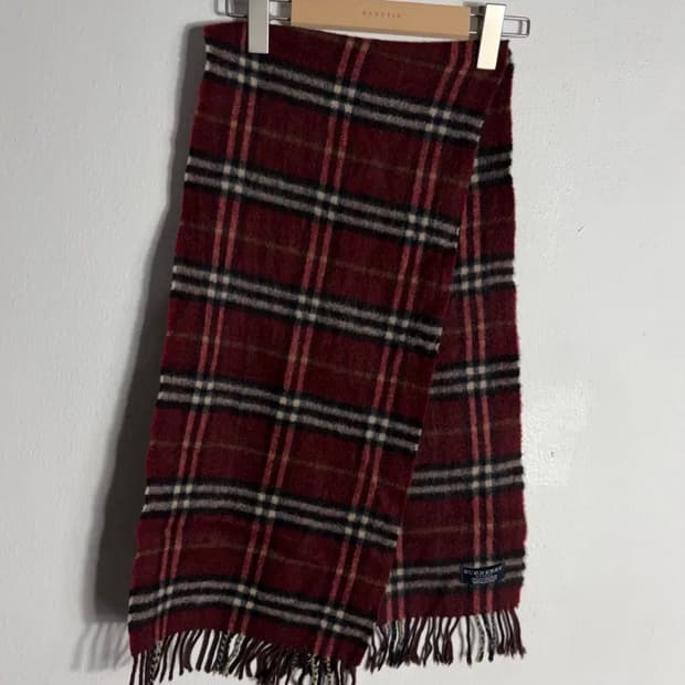 버버리 캐시미어 머플러 버건디 체크