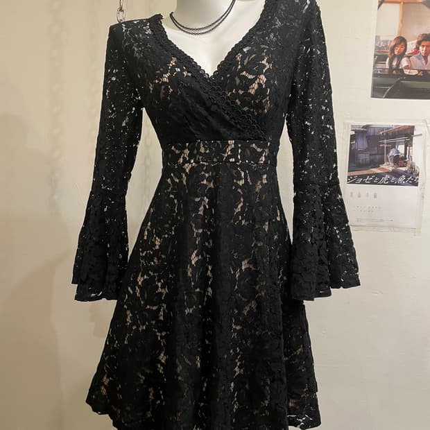 플라워 블랙 레이스 원피스 고딕 고스 펑크 오리엔탈