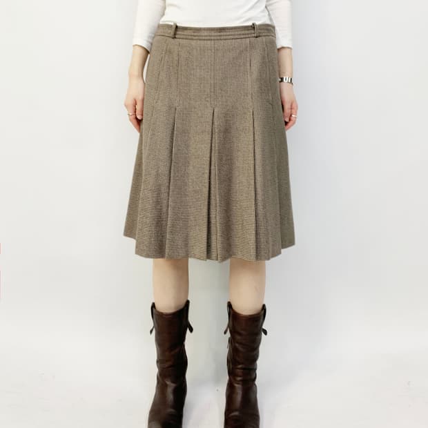 버버리 울 플리츠 스커트