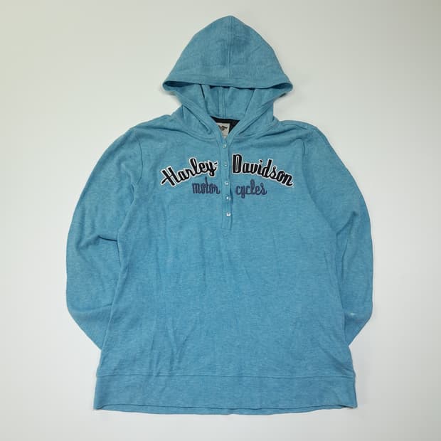 CL562 XL 할리데이비슨 미니 와플 라이트블루 후드 티셔츠