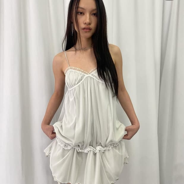 루즈슬립오버 Sheer Layered Two-Way Dress