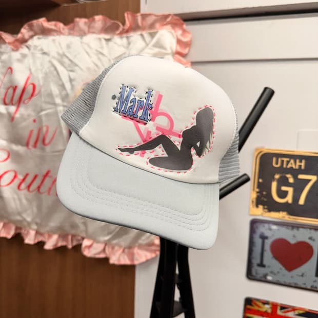 Gray Reprint Needlework Mesh Trucker Cap