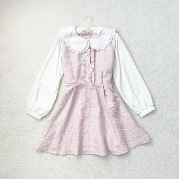 Chip clip 베이비핑크 트위드 원피스