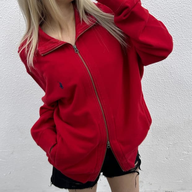 폴로 랄프로렌 네이비포니 레드 집업 L