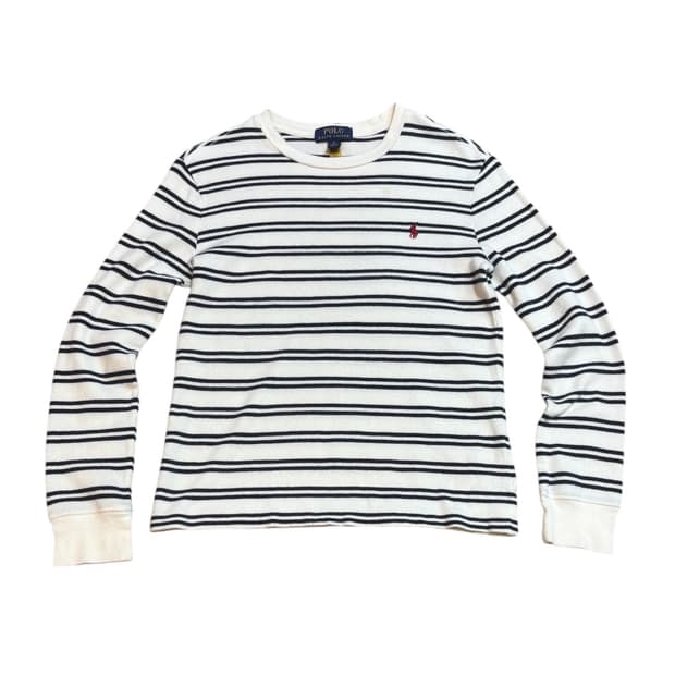 폴로 랄프 로렌 스트라이프 와플 코튼 롱 슬리브