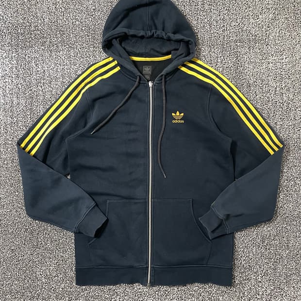 빈티지9. 아디다스 파이어버드 후드집업 후드 티셔츠 스웻 네이비 옐로우