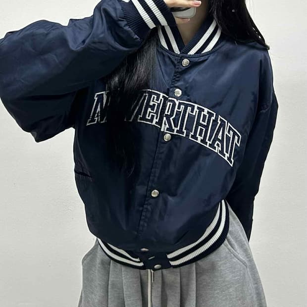 디스이즈네버댓 아치로고 네이비 바시티 자켓 봄버 점퍼(L)