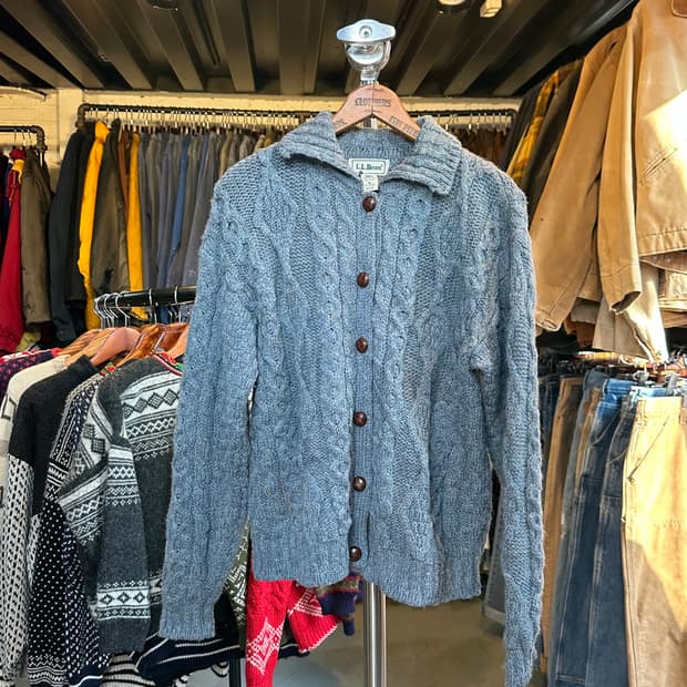 엘엘빈 헤비 울 피셔맨 스웨터 가디건 우먼스