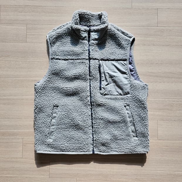 L 1회착 ) 에잇세컨즈 그레이 조끼 뽀글이 양털 캠핑 등산 아웃도어