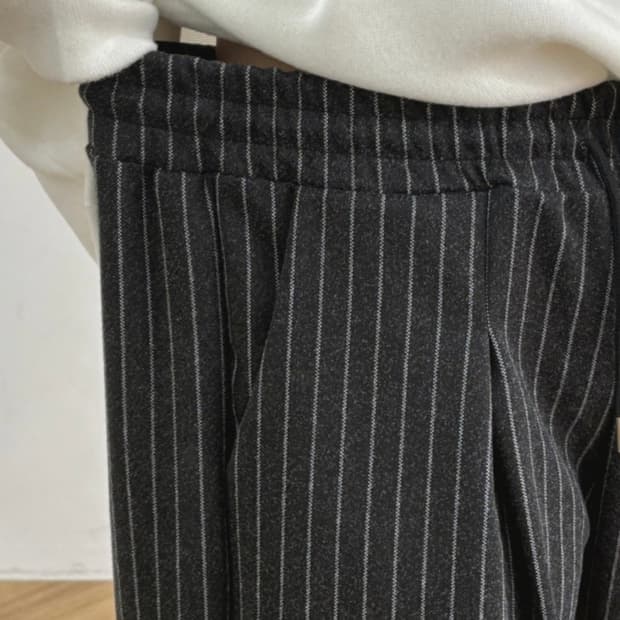 여성 밴딩 와이드 스트라이프 팬츠 