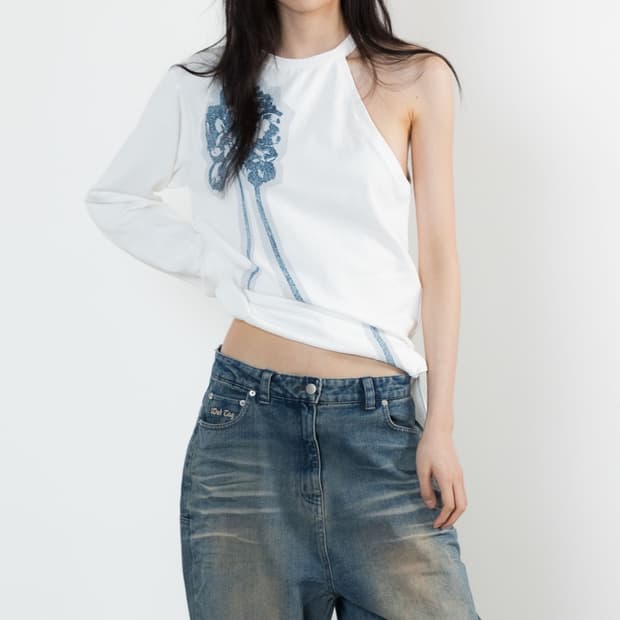 Wet Tag FLOWER UNBALANCE TOP WHITE