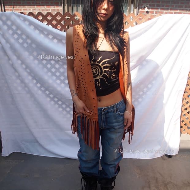 빈티지 프린지 펀칭 베스트