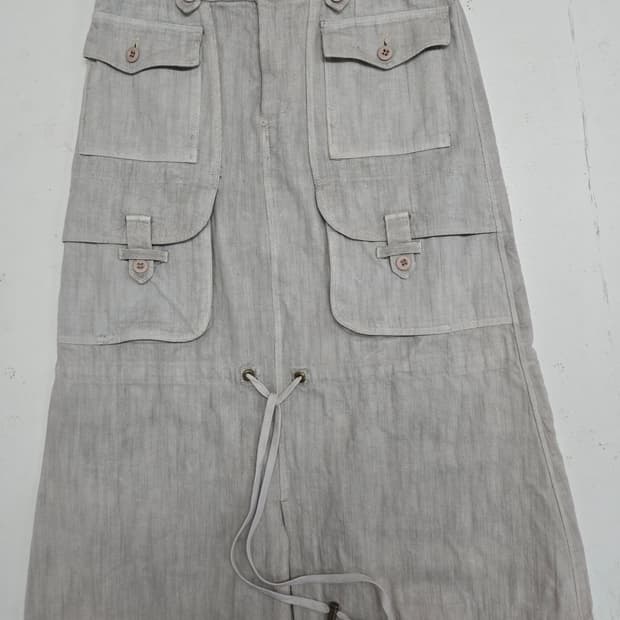 빈티지 포켓 디테일 면 스커트