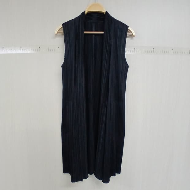 PLEATS PLEASE 플리츠플리즈 블랙 롱 플리츠 조끼 베스트