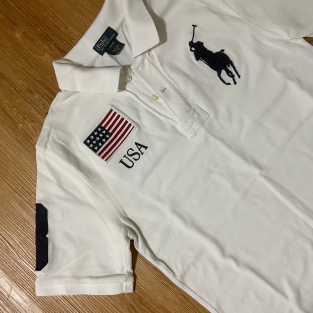 폴로 빅포니 치프키프 usa 미국 카라티 반팔 화이트