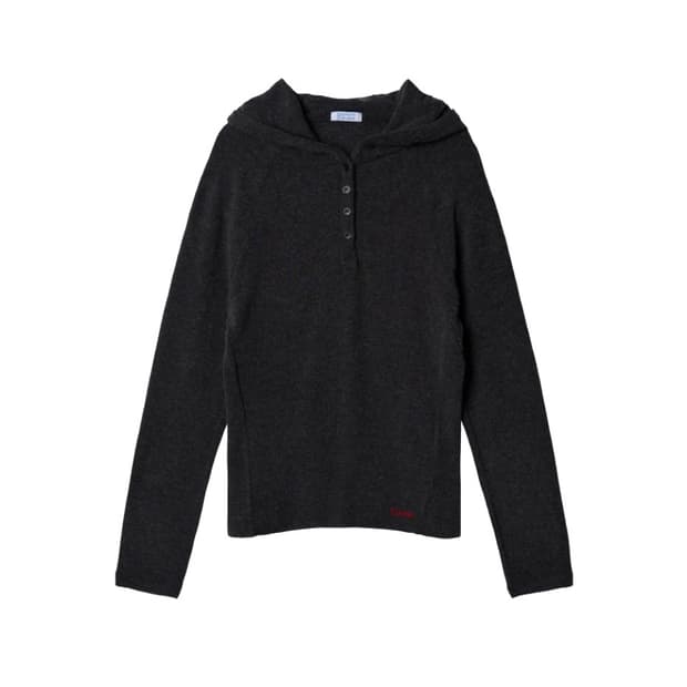 파이시스 버튼 업 슬림핏 후디_차콜