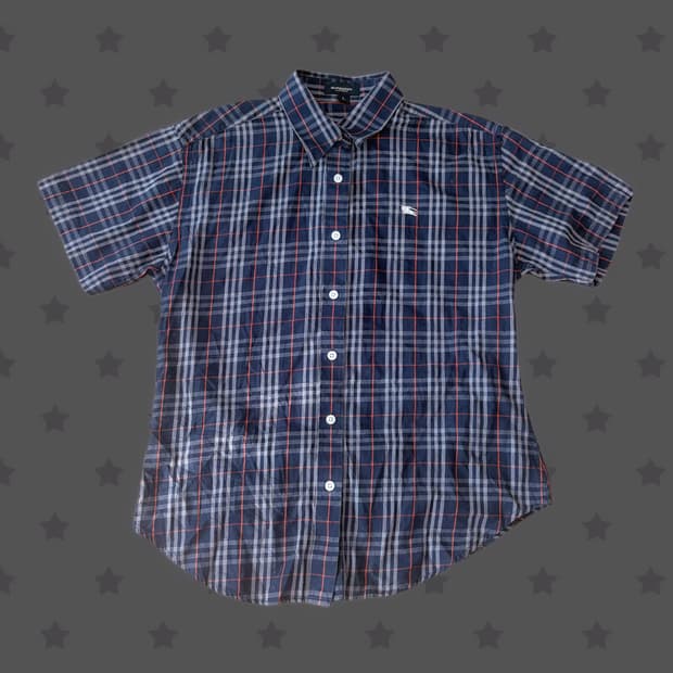 버버리 블루라벨 런던 노바체크 셔츠 남색색상 버전 