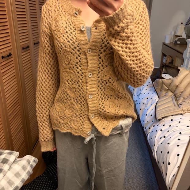 시눈st 가디건 로즈짜임 니트