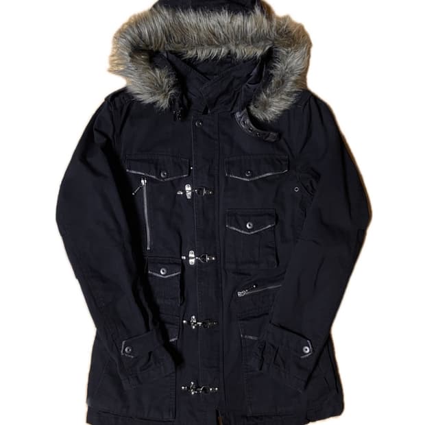 HIDEAWAYS  펑크 블랙 야상 패딩 punk y2k 갸루 락시크