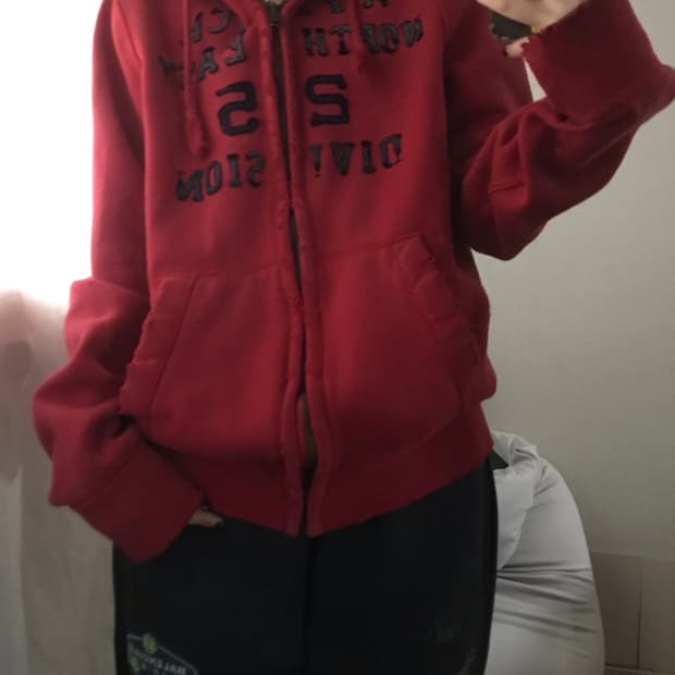 아베크롬비 레드 데님로고 후드집업