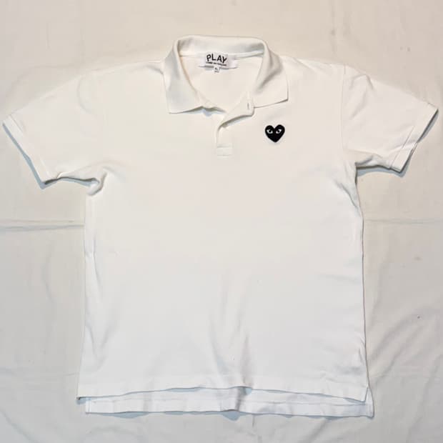 꼼데가르송 하트와펜 반팔 카라티 화이트