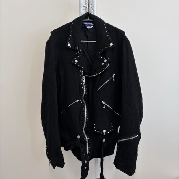 준야와타나베 07aw 스터드 축융 울 라이더 자켓