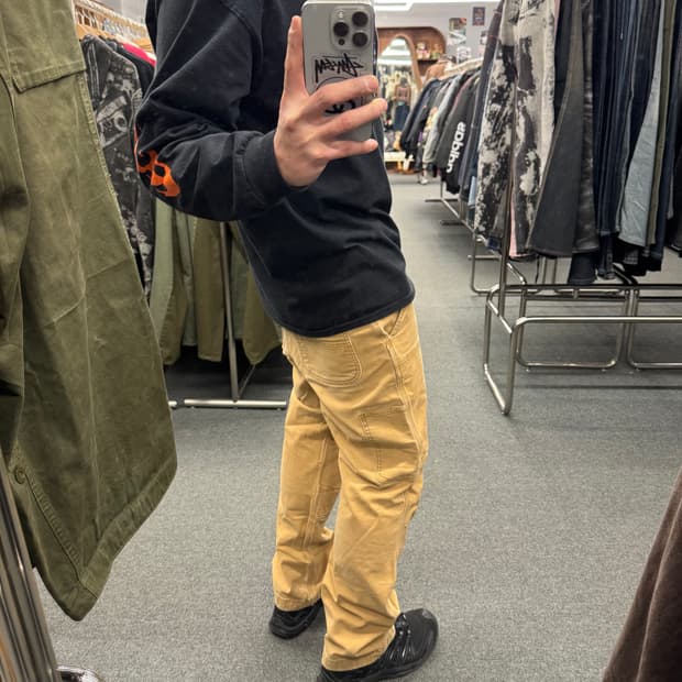 34)칼하트 빈티지 베이지 더블니 워크팬츠