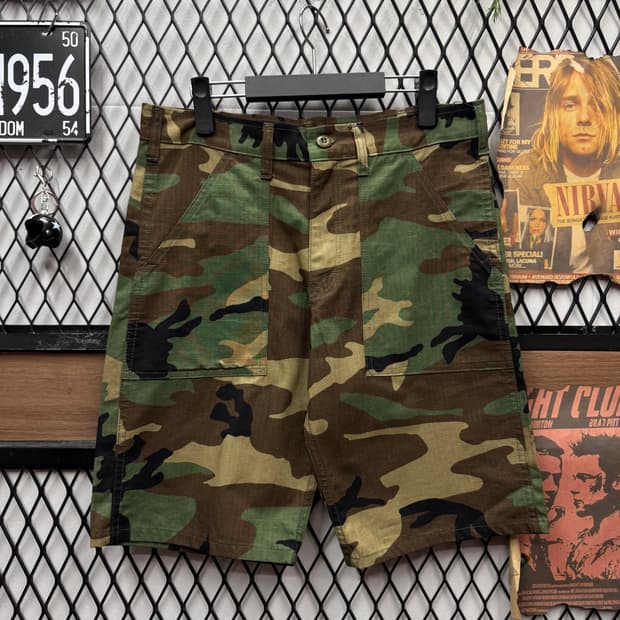 USA VINTAGE 밀리터리 카모플라쥬 퍼티그 하프 팬츠