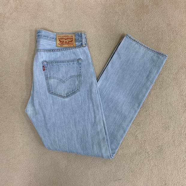 빈티지 리바이스 501 워싱 데님팬츠(34사이즈) 연청 남자청바지