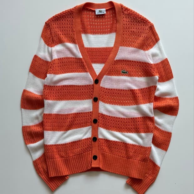 Lacoste 라코스테 스트라이프 오렌지 가디건