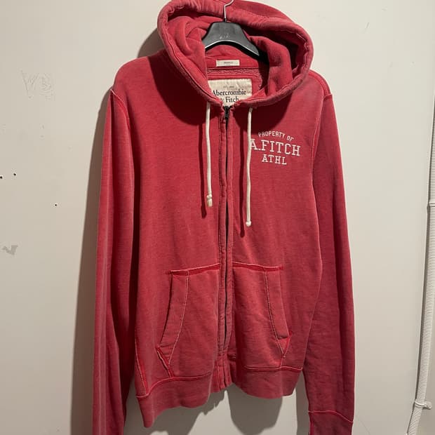 아베크롬비 피치 기모 후드집업 핑크