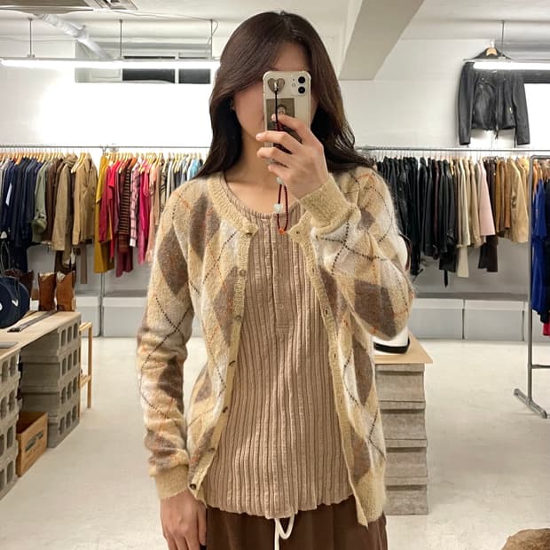 agyle mohair cardigan 로우 게이지 아가일 모헤어 가디건
