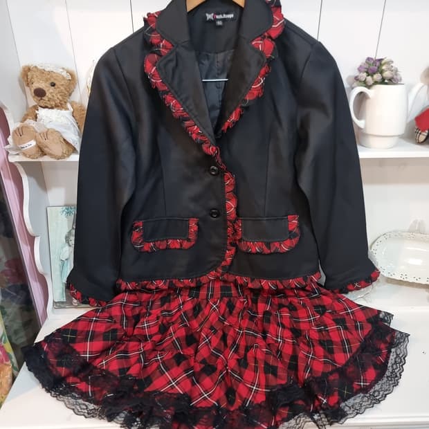 Tuch.Rouge 체크 플리츠 스커트 셋업