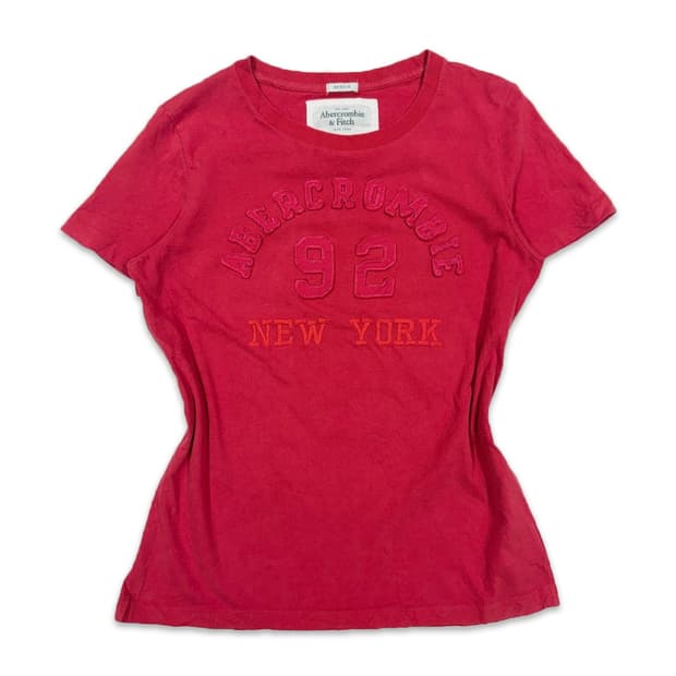 빈티지 아베크롬비 레드 패치 로고 반팔티