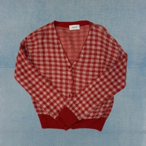 일본 빈티지 체크 니트 가디건