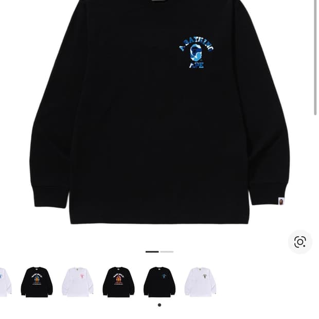 베이프 ABC 카모 컬리지 에어샷 롱슬리브 티셔츠 블랙 블루