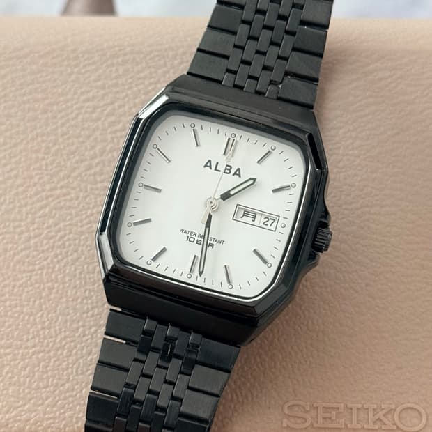 Seiko 세이코 쿼츠 ALBA 스퀘어 블랙 1996-1997