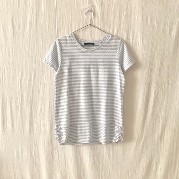 소라 스트라이프 패치 셔링 티