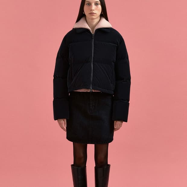 PALC) 베이직 카라 크롭 다운 점퍼 블랙