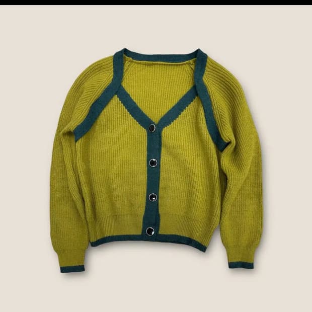 빈티지 JPN 배색 포인트 니트 가디건(W)