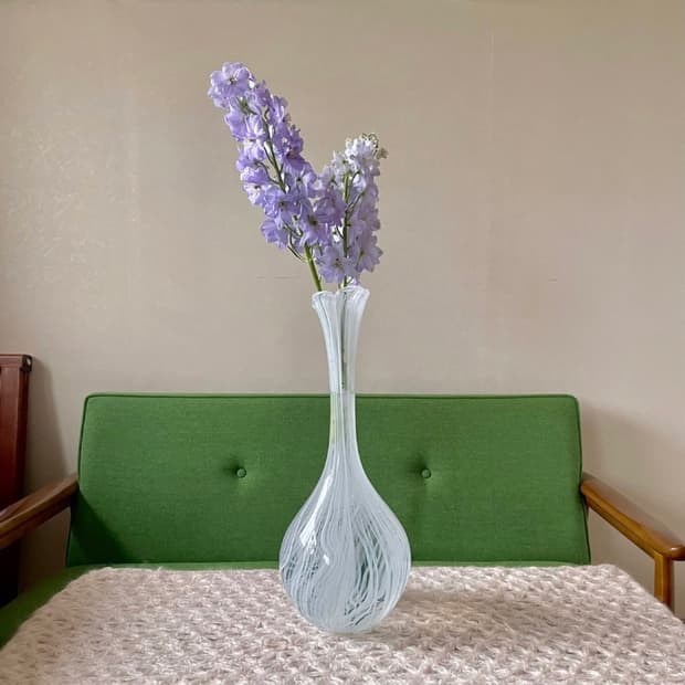 [빈티지 화병] 빈티지 화이트 블로운 글라스 화병