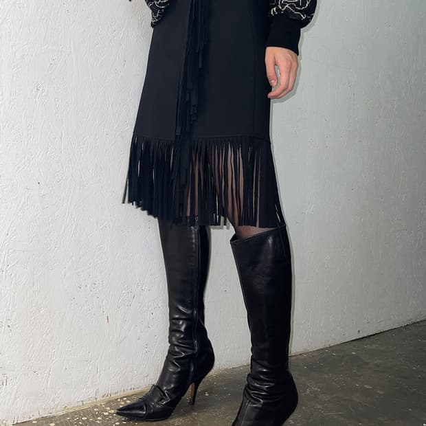 MSGM 18SS 프린지 엣지 랩 스커트