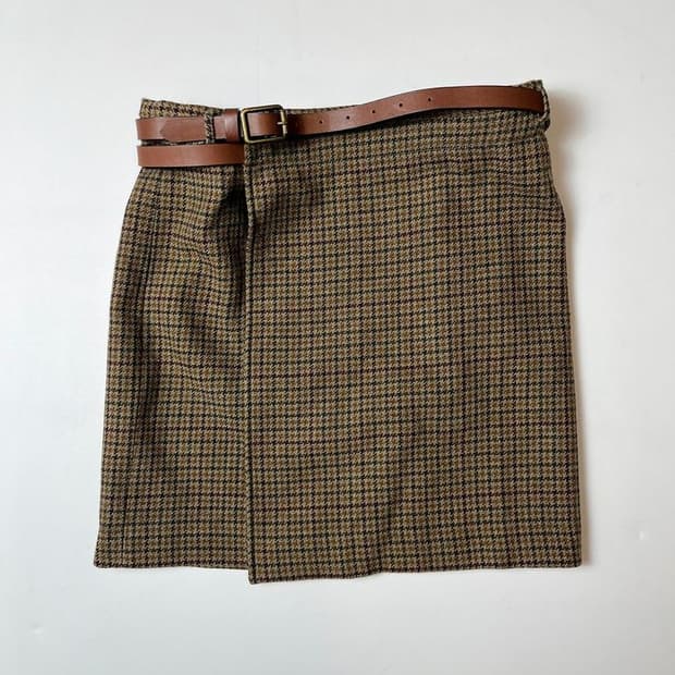 랄프로렌 00's 클래식 체크 울 랩 스커트 PN8764