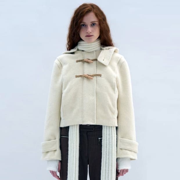 파르티멘토(PARTIMENTO) 헤어리 울 숏 더플코트 프리사이즈 새상품