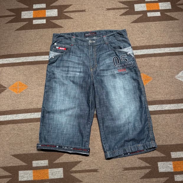 FUBU 후부 00s y2k 올드스쿨 버뮤다 데님 팬츠 35 반바지